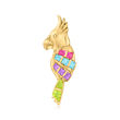 C. 1980 Vintage 1.85 ct. t.w. Multi-Gemstone Parrot Pin/Pendant in 18kt Yellow Gold