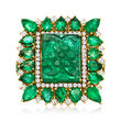 9.80 ct. t.w. Emerald Flower Ring with .82 ct. t.w. Diamonds in 18kt Yellow Gold