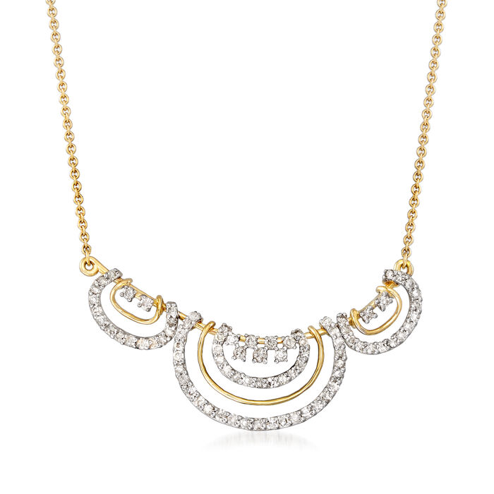 .55 ct. t.w. Diamond Curved Bar Open-Space Necklace in 14kt Yellow Gold