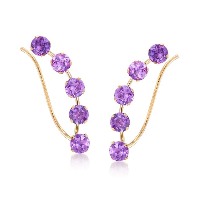 2.00 ct. t.w. Amethyst Ear Crawlers in 14kt Yellow Gold