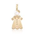 8mm Cultured Pearl and .18 ct. t.w. Diamond Girl Charm Keepsake Pendant in 14kt Yellow Gold