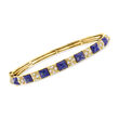 Lapis and .66 ct. t.w. Diamond Pyramid Bangle Bracelet in 14kt Yellow Gold