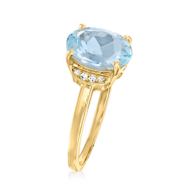 2.90 Carat Sky Blue Topaz Ring with White Topaz Accents in 10kt Yellow Gold