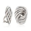 Sterling Silver Large Spiral Knot Clip-On Earrings