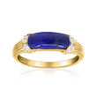 Lapis and .11 ct. t.w. Diamond Ring in 14kt Yellow Gold