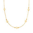 Italian 14kt Yellow Gold Paper Clip Link Star Station Necklace