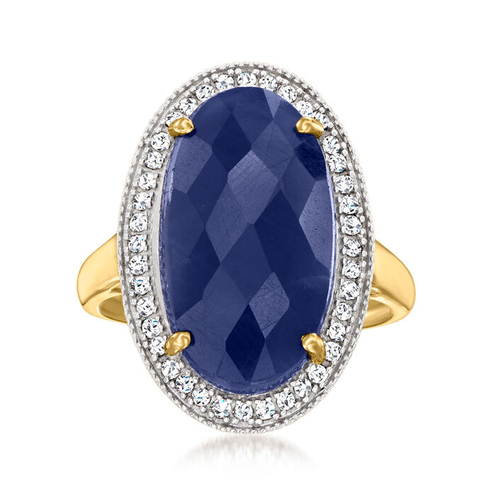 9.50 Carat Sapphire and .20 ct. t.w. Diamond Ring in 14kt Yellow Gold