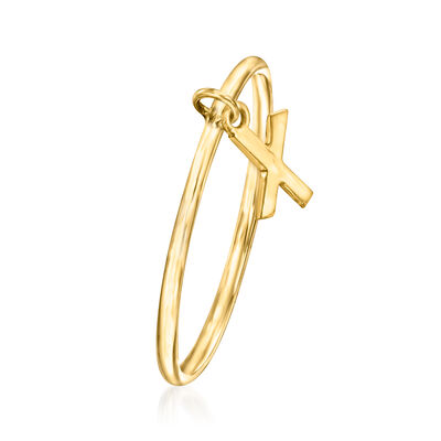 14kt Yellow Gold &quot;X&quot; Initial Charm Ring