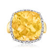 12.00 Carat Citrine and .16 ct. t.w. Diamond Ring in 14kt Yellow Gold
