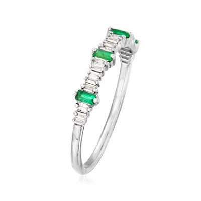 .14 ct. t.w. Diamond and .10 ct. t.w. Emerald Ring in 14kt White Gold