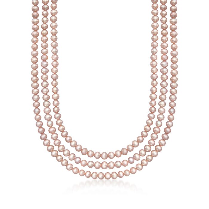 5-5.5mm Pink Cultured Pearl Endless Necklace