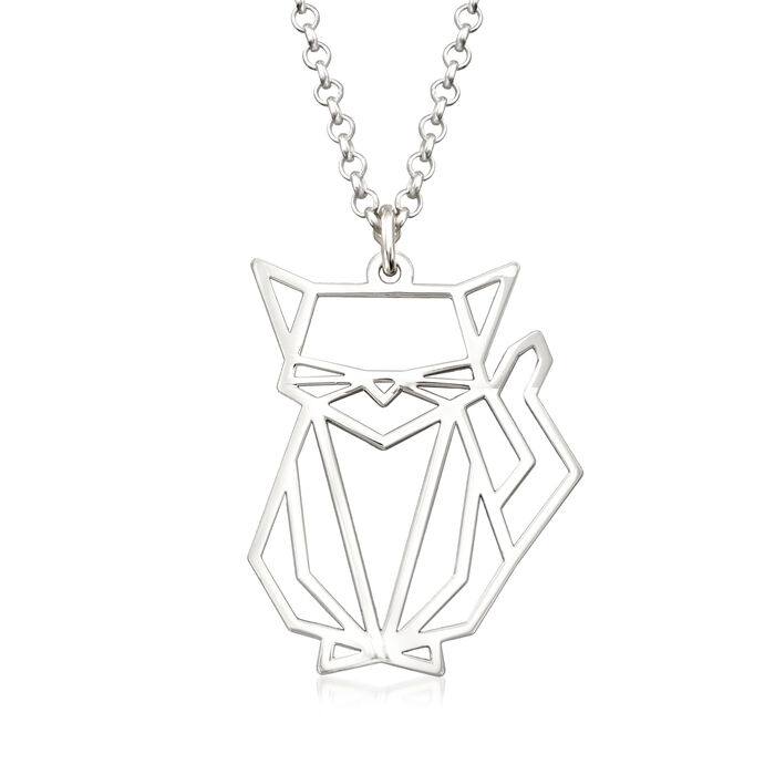 Sterling Silver Modern Cat Necklace