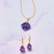 13.00 Carat Amethyst Pendant Necklace with Diamond Accents in 14kt Yellow Gold