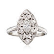 C. 1960 Vintage .45 ct. t.w. Diamond Navette Ring in 18kt White Gold
