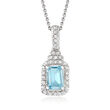 .90 Carat Aquamarine and .30 ct. t.w. White Topaz Pendant Necklace in Sterling Silver