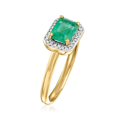 .80 Carat Emerald Ring with Diamond Accents in 18kt Yellow Gold