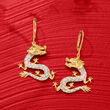 .20 ct. t.w. Diamond Dragon Drop Earrings in 18kt Gold Over Sterling