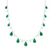 4-5mm Cultured Pearl and 30.00 ct. t.w. Emerald Bead Necklace in Sterling Silver
