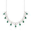 20.00 ct. t.w. Emerald and .28 ct. t.w. Diamond Necklace in Sterling Silver