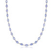 19.00 ct. t.w. Tanzanite Station Necklace in Sterling Silver