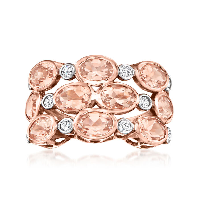 4.40 ct. t.w. Morganite and .25 ct. t.w. Diamond Ring in 14kt Rose Gold