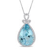 20.00 Carat Blue Topaz and .41 ct. t.w. Diamond Pendant Necklace in 14kt White Gold