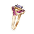 C. 1990 Vintage 1.95 ct. t.w. Rhodolite and Iolite Ring in 10kt Yellow Gold