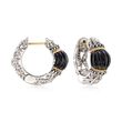 Andrea Candela &quot;La Corona&quot; Black Onyx Hoop Earrings in 18kt Yellow Gold and Sterling Silver