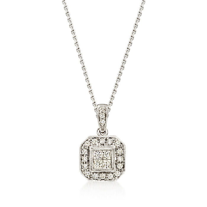 C. 2000 Vintage .65 ct. t.w. Diamond Pendant Necklace in 14kt White Gold