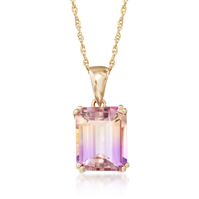 3.00 Carat Ametrine Solitaire Necklace in 14kt Yellow Gold