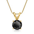 2.00 Carat Black Diamond Solitaire Necklace in 14kt Yellow Gold