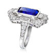 4.00 Carat Simulated Sapphire Ring with 1.20 ct. t.w. CZs in Sterling Silver