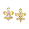 1.00 ct. t.w. Diamond Fleur-De-Lis Earrings in 18kt Gold Over Sterling