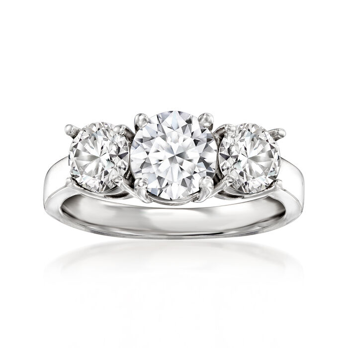 2.00 ct. t.w. Lab-Grown Diamond Three-Stone Ring in 14kt White Gold