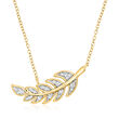 .10 ct. t.w. Diamond Feather Necklace in 14kt Yellow Gold