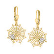 14kt Two-Tone Gold Spiderweb Drop Earrings