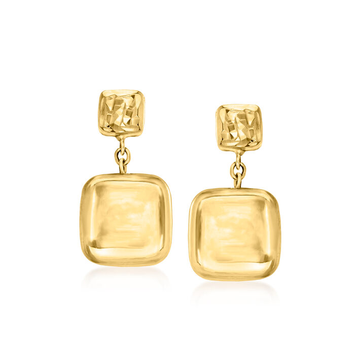 Italian 14kt Yellow Gold Square Drop Earrings