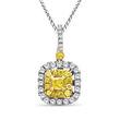 .99 ct. t.w. Yellow and White Diamond Cluster Pendant Necklace in 14kt White Gold