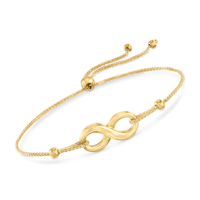 14kt Yellow Gold Infinity Symbol Bolo Bracelet