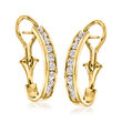 C. 1980 Vintage 1.10 ct. t.w. Diamond Curved Earrings in 14kt Yellow Gold