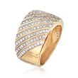 1.00 ct. t.w. Diamond Diagonal Stripe Ring in 18kt Gold Over Sterling