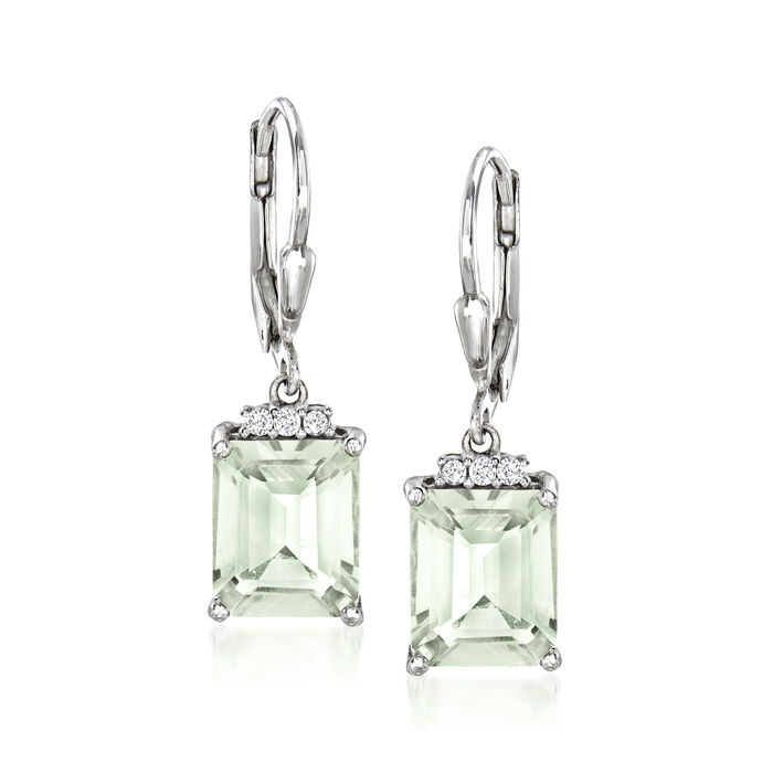 6.50 ct. t.w. Prasiolite Drop Earrings with .10 ct. t.w. White Topaz in Sterling Silver