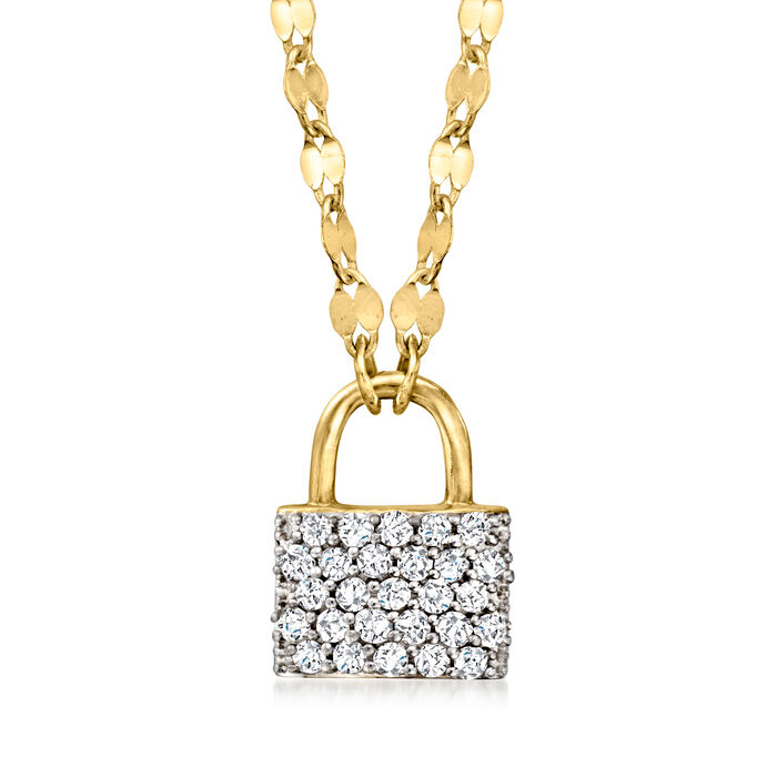 .20 ct. t.w. Diamond Padlock Necklace in 18kt Gold Over Sterling