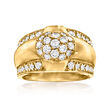 C. 1990 Vintage 1.01 ct. t.w. Diamond Cluster Ring in 18kt Yellow Gold