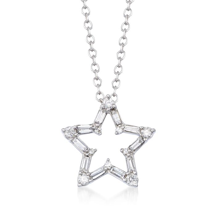 .25 ct. t.w. Baguette and Round Diamond Open Star Pendant Necklace in ...
