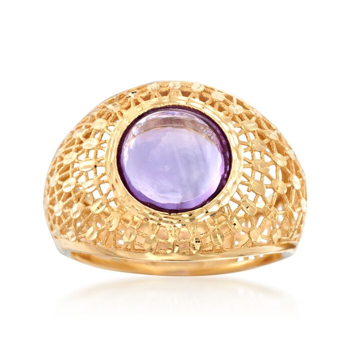 Italian 3.50 Carat Amethyst Openwork Dome Ring in 18kt Yellow Gold