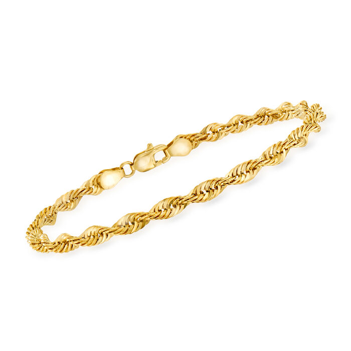 4mm 14kt Yellow Gold Rope-Chain Bracelet