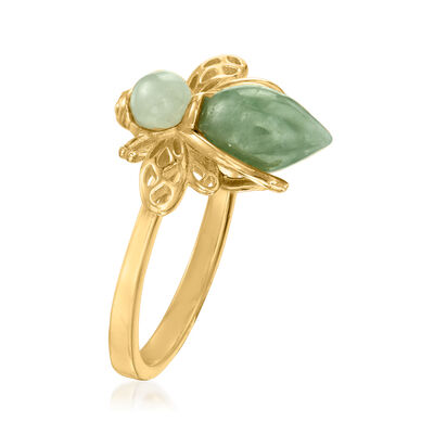Jade Bumblebee Ring in 18kt Gold Over Sterling