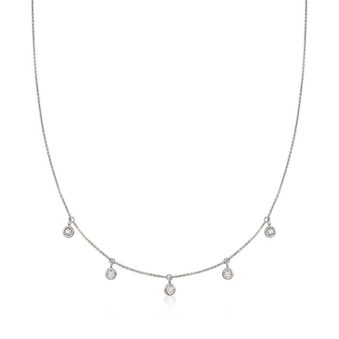 Roberto Coin .23 ct. t.w. Diamond Station Necklace in 18kt White Gold