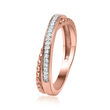 Diamond-Accented Beaded Crisscross Ring in 18kt Rose Gold Over Sterling